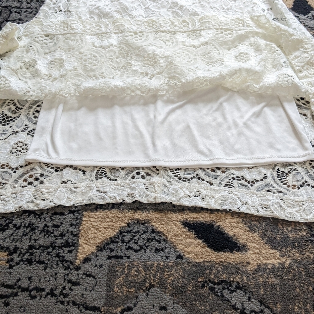Cb Established 1962 White Lace Dress Size Medium Sleeveless Lined Midi - Picture 9 of 14